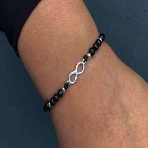 Brățara infinit 15 mm, baza onix si 4 bile