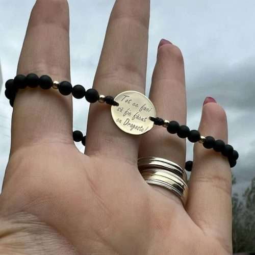 Brățara Banut 15 mm ,baza onix si 4 bile