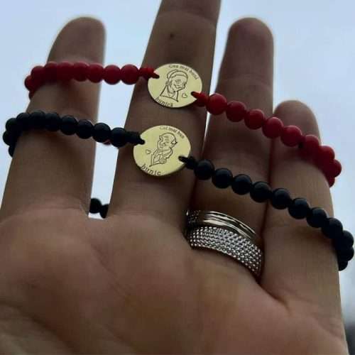 Set bunic și bunică bănuț 12 mm și bile onix