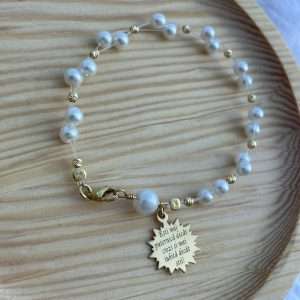 Brățară perle Swarovski  , bile striate și soare  15 mm